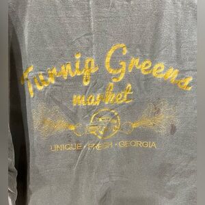 Turnip Greens Market Darien Georgia  Gray Long Sleeve Tee with Yellow Print
